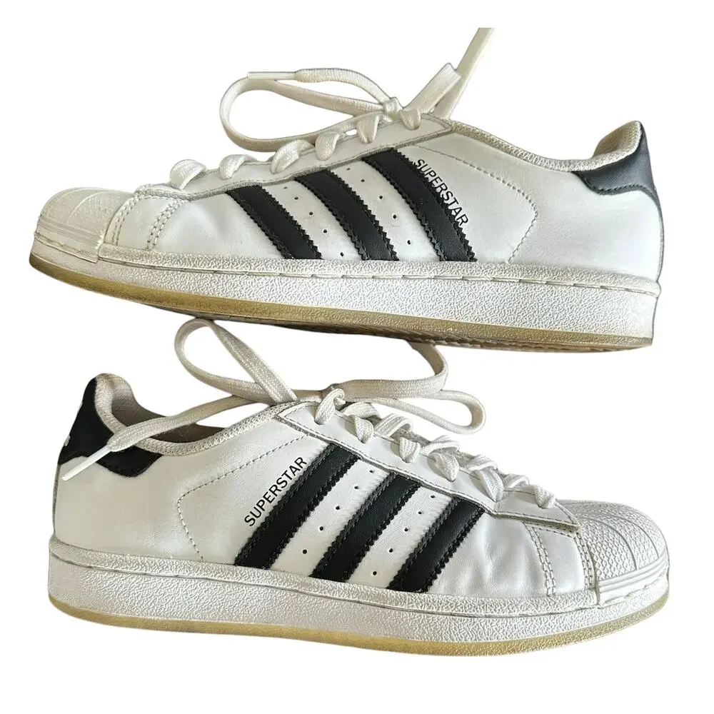 Adidas Superstar Kids Sneakers White Black Stripes Originals Unisex Classic- 4.5